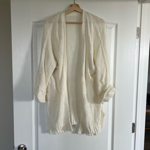 White Cream Open Knit Cardigan - Picture 4 of 5
